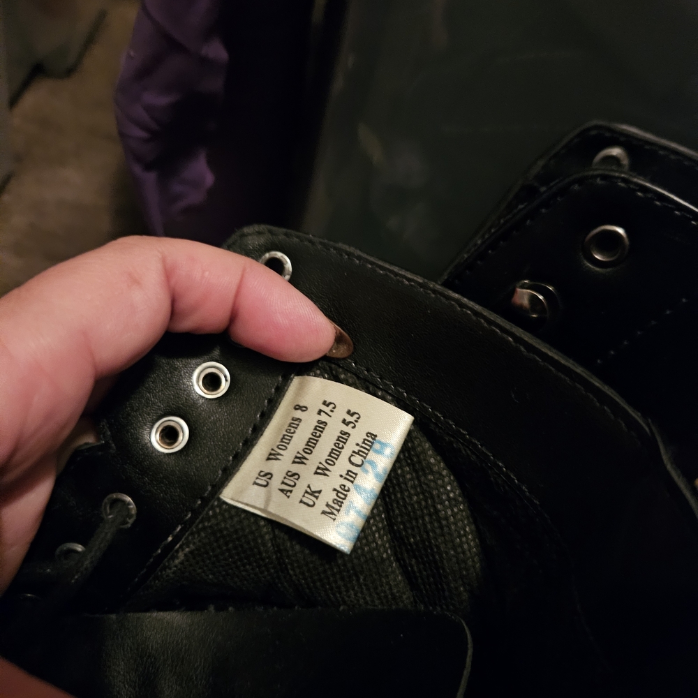 Saxon Black Faux Leather Combat Boots - Picture 7 of 7